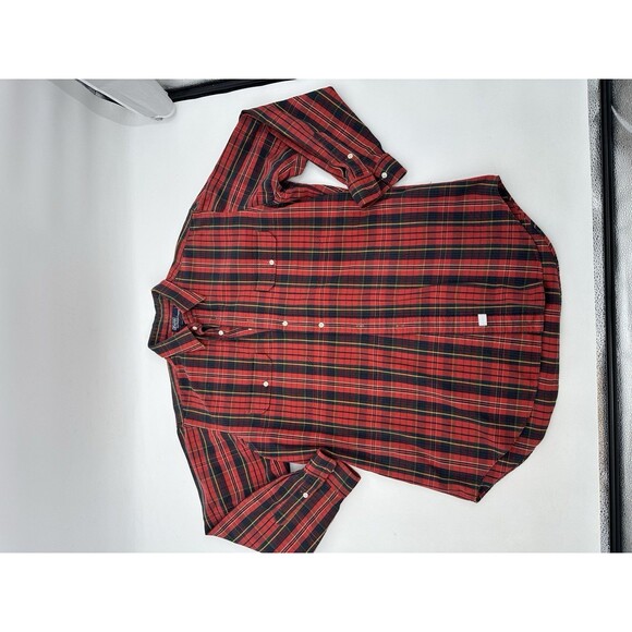 VTG‎ Polo Ralph Lauren red black plaid Cotton heavy  cotton shirt Mens Large - Picture 2 of 11